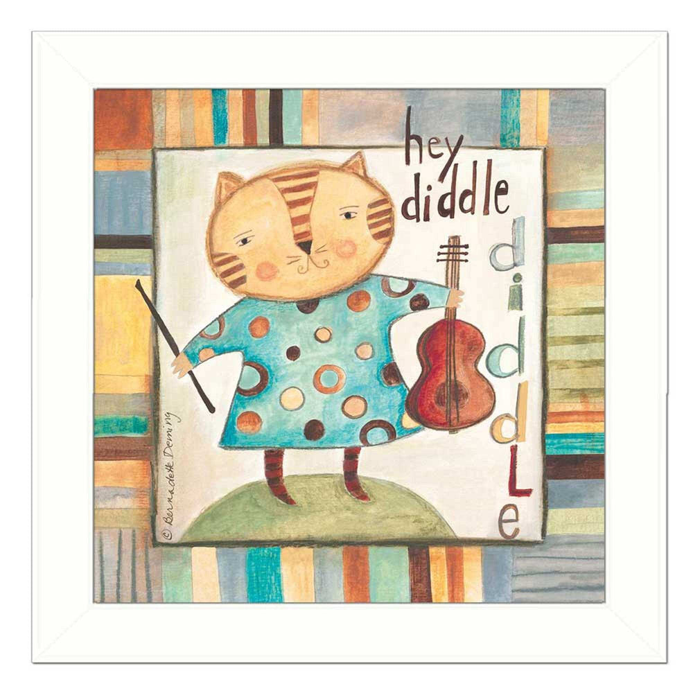 Hey Diddle Diddle White Framed Print Wall Art - Homeroots - Flyclothing LLC