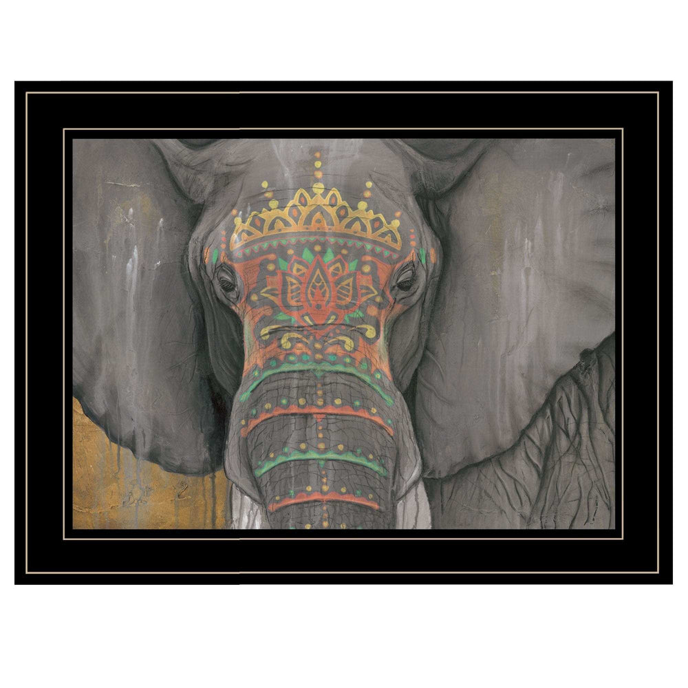 Tattooed Elephant 2 Black Framed Print Wall Art - Homeroots - Flyclothing LLC