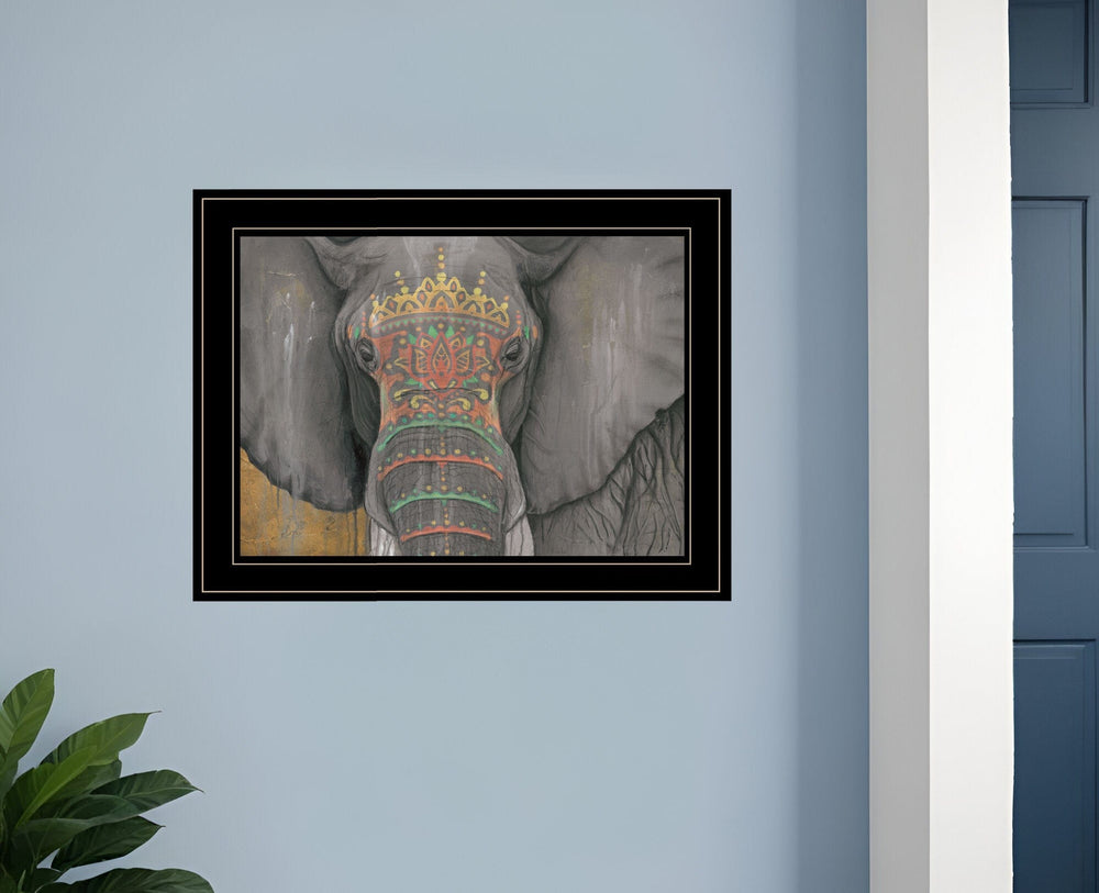Tattooed Elephant 2 Black Framed Print Wall Art - Homeroots
