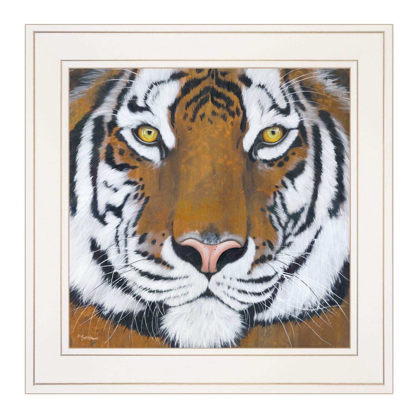 Tiger Gaze 1 White Framed Print Wall Art - Homeroots - Flyclothing LLC