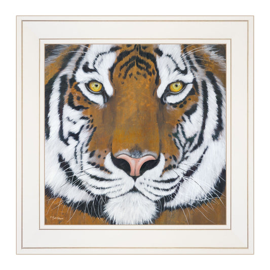 Tiger Gaze 1 White Framed Print Wall Art - Homeroots