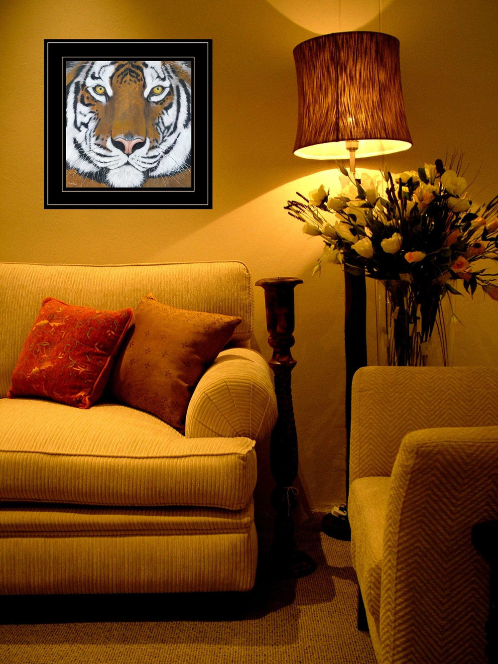 Tiger Gaze 2 Black Framed Print Wall Art - Homeroots - Flyclothing LLC