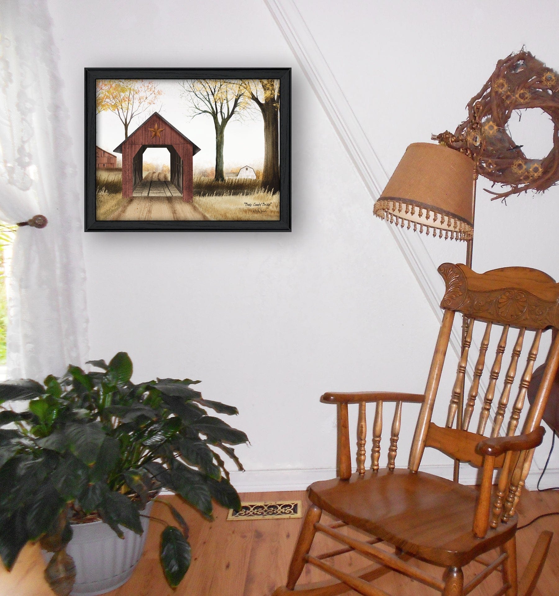 Bucks County Bridge 4 Black Framed Print Wall Art - Homeroots