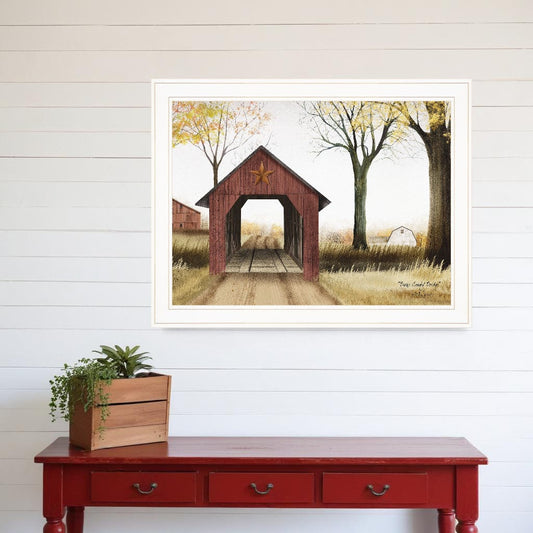 Buck County Bridge 1 White Framed Print Wall Art - Homeroots