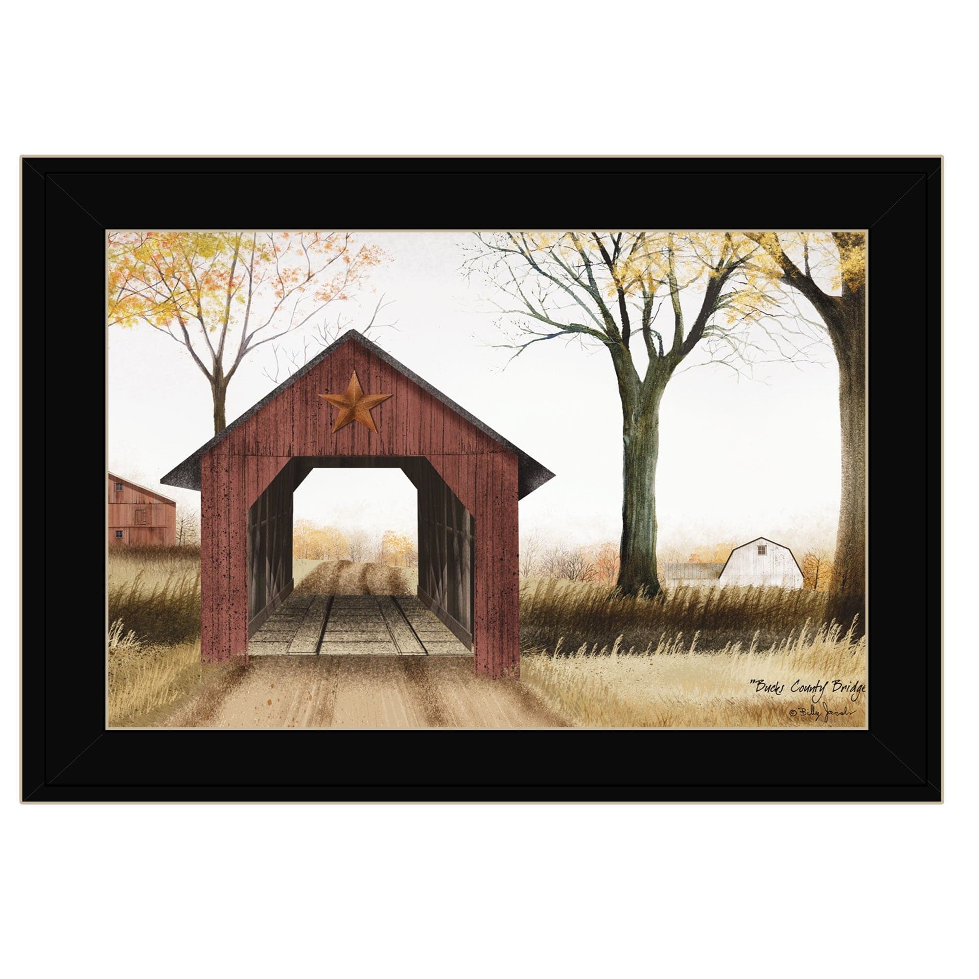 Bucks County Bridge Black Framed Print Wall Art - Homeroots