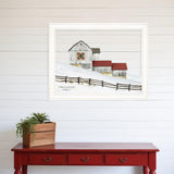 Christmas Star Quilt Block Barn 1 White Framed Print Wall Art - Homeroots