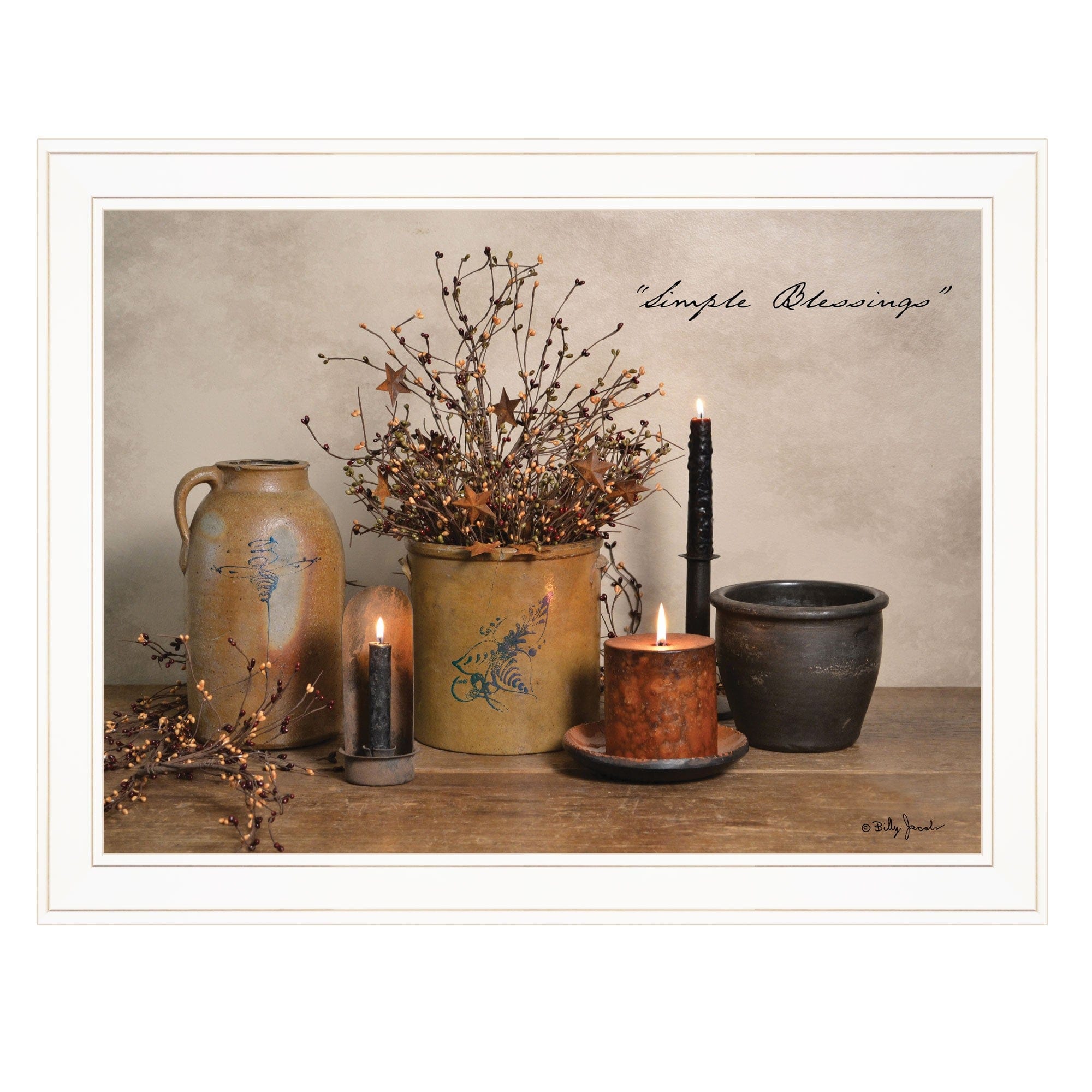 Simple Blessings 5 White Framed Print Wall Art - Homeroots