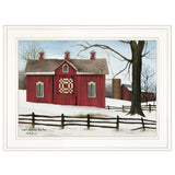 Lovers Knot Quilt Block Barn 1 White Framed Print Wall Art - Homeroots