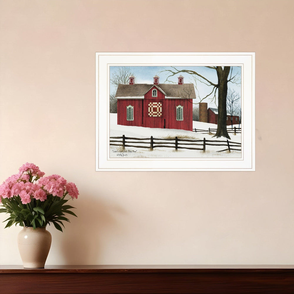 Lovers Knot Quilt Block Barn 1 White Framed Print Wall Art - Homeroots