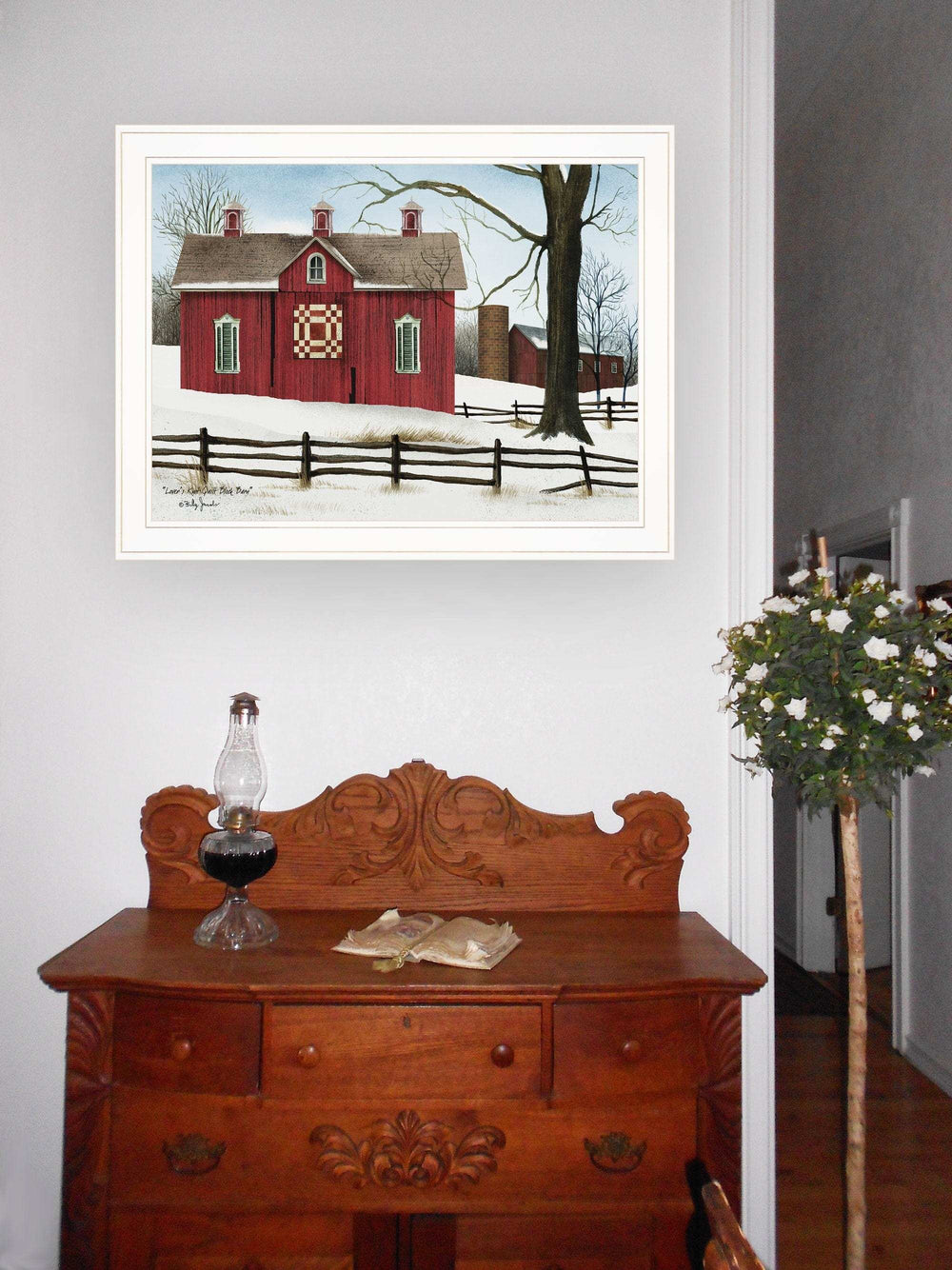 Lovers Knot Quilt Block Barn 3 White Framed Print Wall Art - Homeroots - Flyclothing LLC