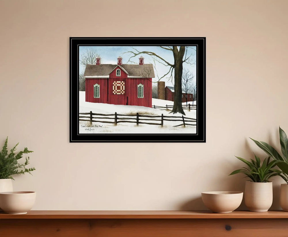 Lovers Knot Quilt Block Barn 4 Black Framed Print Wall Art - Homeroots