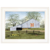 Tulip Quilt Block Barn 1 White Framed Print Wall Art - Homeroots