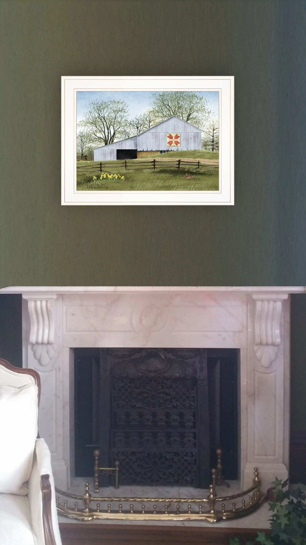 Tulip Quilt Block Barn 1 White Framed Print Wall Art - Homeroots - Flyclothing LLC