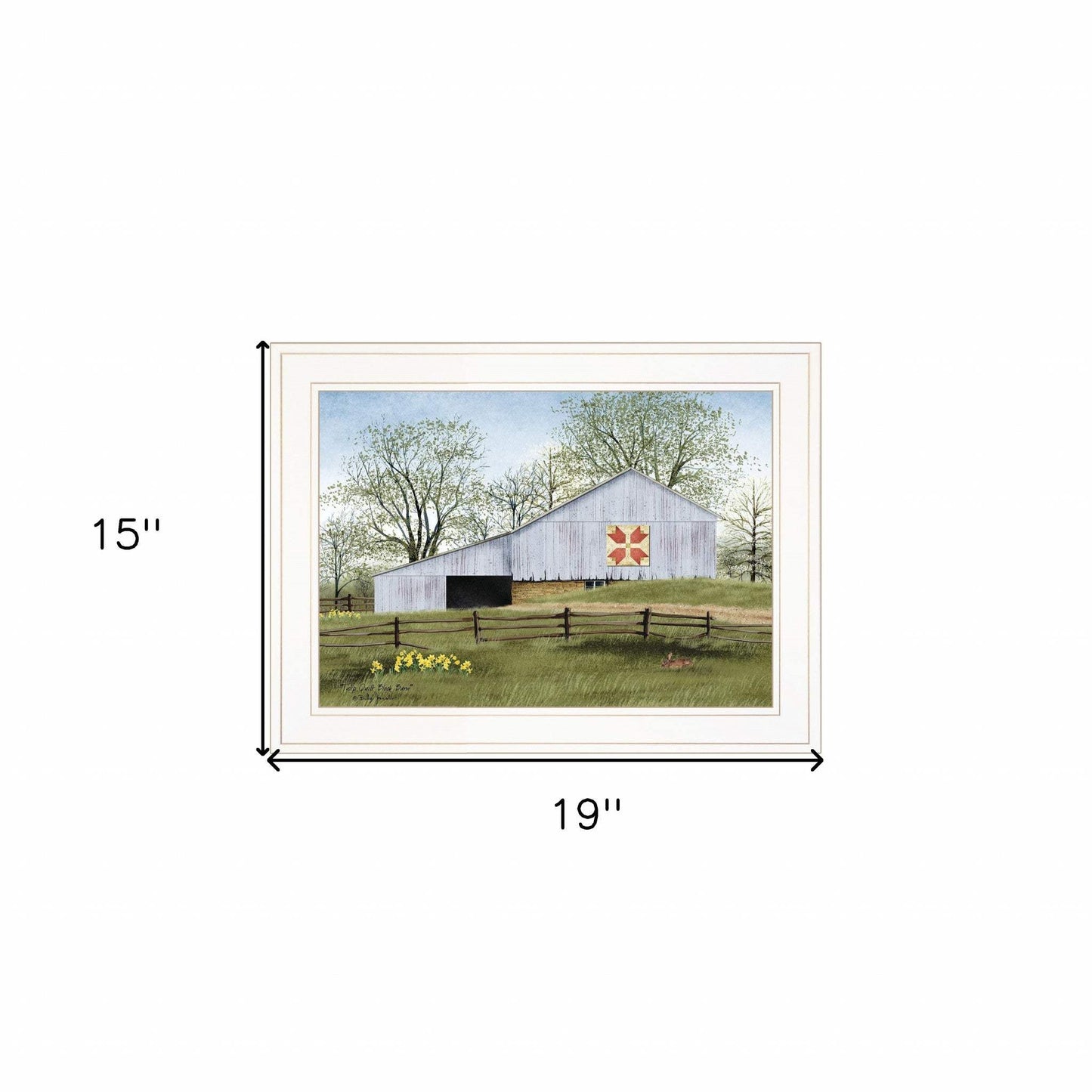 Tulip Quilt Block Barn 1 White Framed Print Wall Art - Homeroots - Flyclothing LLC