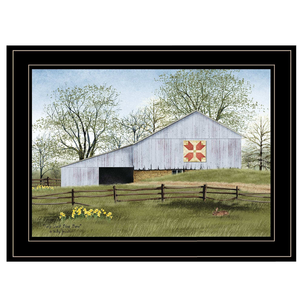 Tulip Quilt Block Barn 2 Black Framed Print Wall Art - Homeroots - Flyclothing LLC