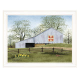 Tulip Quilt Block Barn 3 White Framed Print Wall Art - Homeroots