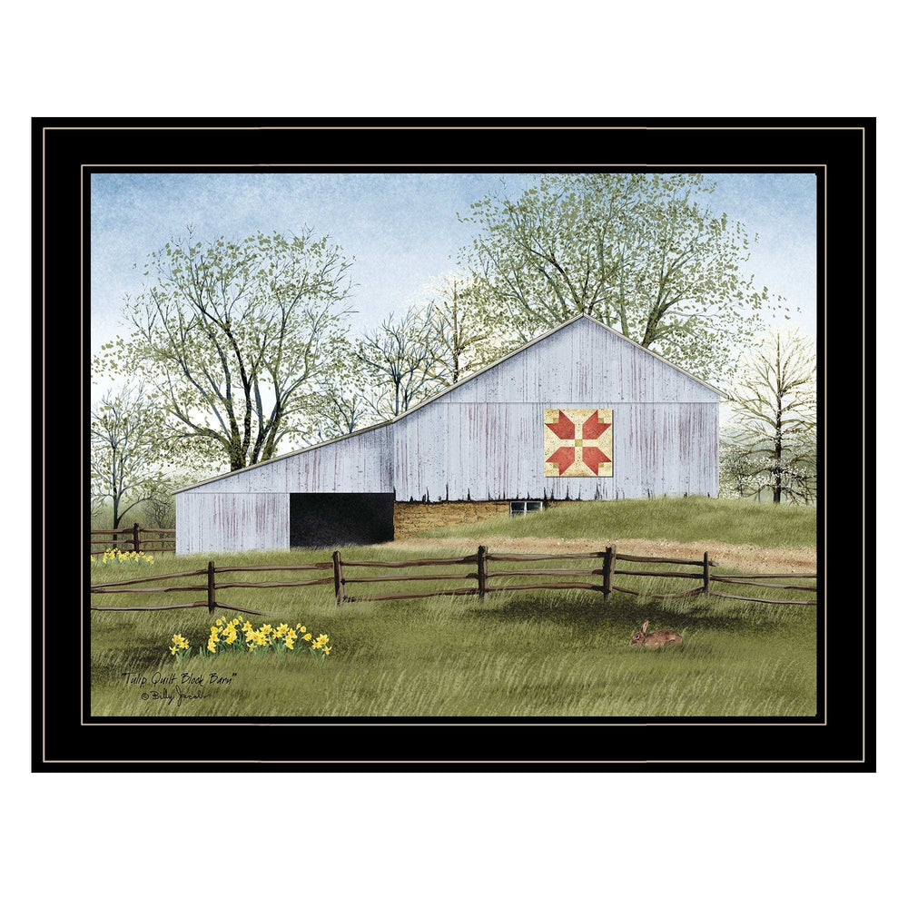 Tulip Quilt Block Barn 4 Black Framed Print Wall Art - Homeroots - Flyclothing LLC