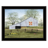 Tulip Quilt Block Barn 4 Black Framed Print Wall Art - Homeroots