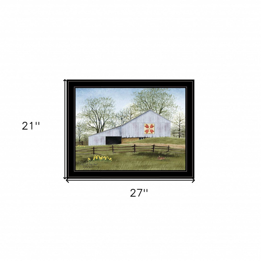 Tulip Quilt Block Barn 4 Black Framed Print Wall Art - Homeroots - Flyclothing LLC