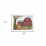 Autumn Leaf Quilt Block Barn 1 White Framed Print Wall Art - Homeroots
