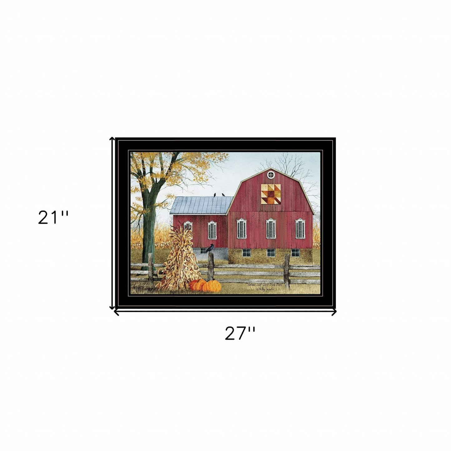 Autumn Leaf Quilt Block Barn 2 Black Framed Print Wall Art - Homeroots - Flyclothing LLC