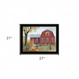 Autumn Leaf Quilt Block Barn 2 Black Framed Print Wall Art - Homeroots
