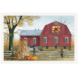Autumn Leaf Quilt Block Barn 3 White Framed Print Wall Art - Homeroots