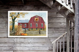 Autumn Leaf Quilt Block Barn 3 White Framed Print Wall Art - Homeroots
