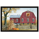 Autumn Leaf Quilt Block Barn 4 Black Framed Print Wall Art - Homeroots