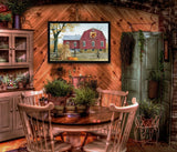 Autumn Leaf Quilt Block Barn 4 Black Framed Print Wall Art - Homeroots