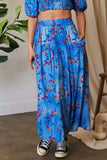 Davi & Dani Printed Smocking Waistband Ruffled Maxi Skirt - Trendsi