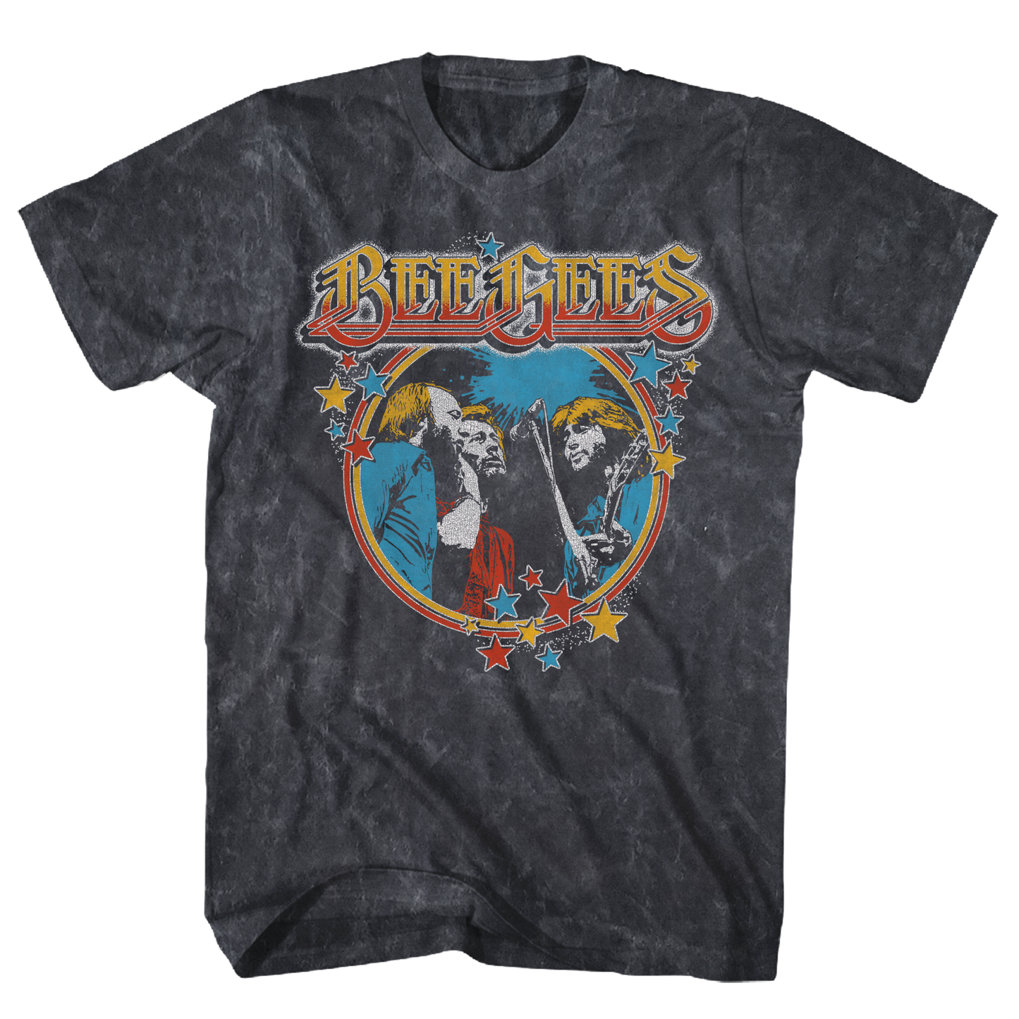 BEE GEES STAR VINTAGE BLACK MINERAL WASH TEE
