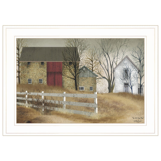 The Old Stone Barn 1 White Framed Print Wall Art - Homeroots
