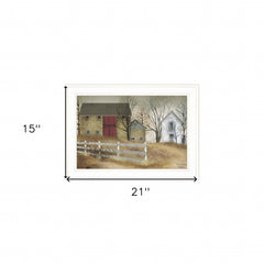 The Old Stone Barn 1 White Framed Print Wall Art - Homeroots