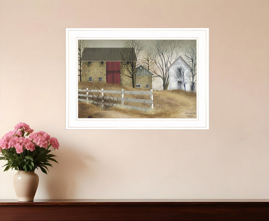 The Old Stone Barn 1 White Framed Print Wall Art - Homeroots