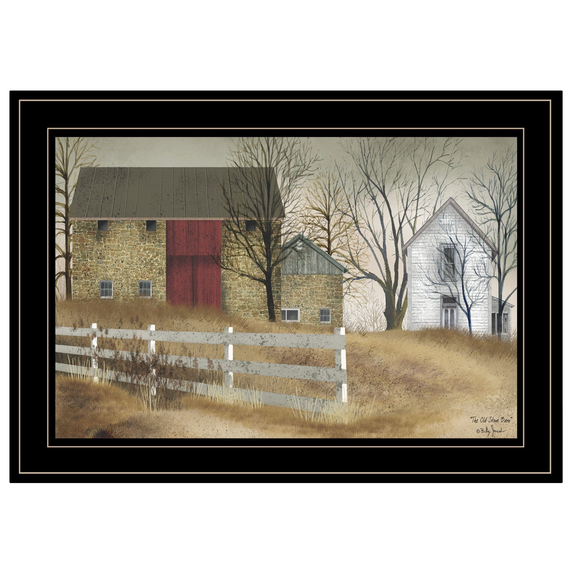 The Old Stone Barn 2 Black Framed Print Wall Art - Homeroots