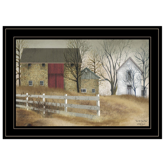 The Old Stone Barn 2 Black Framed Print Wall Art - Homeroots