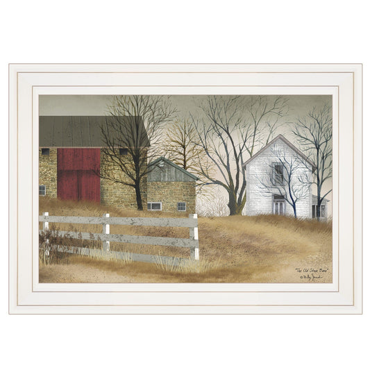 The Old Stone Barn 1 White Framed Print Wall Art - Homeroots