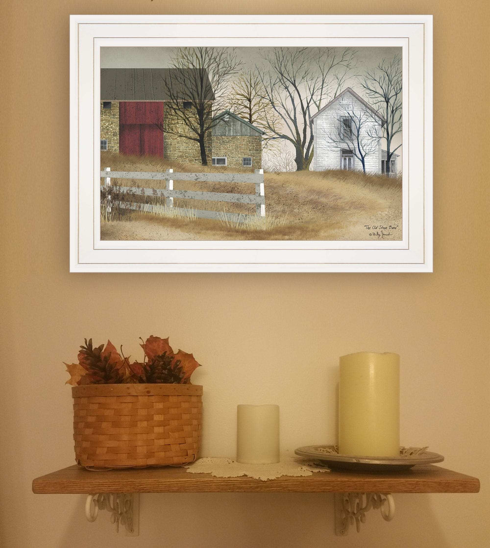 The Old Stone Barn 1 White Framed Print Wall Art - Homeroots - Flyclothing LLC