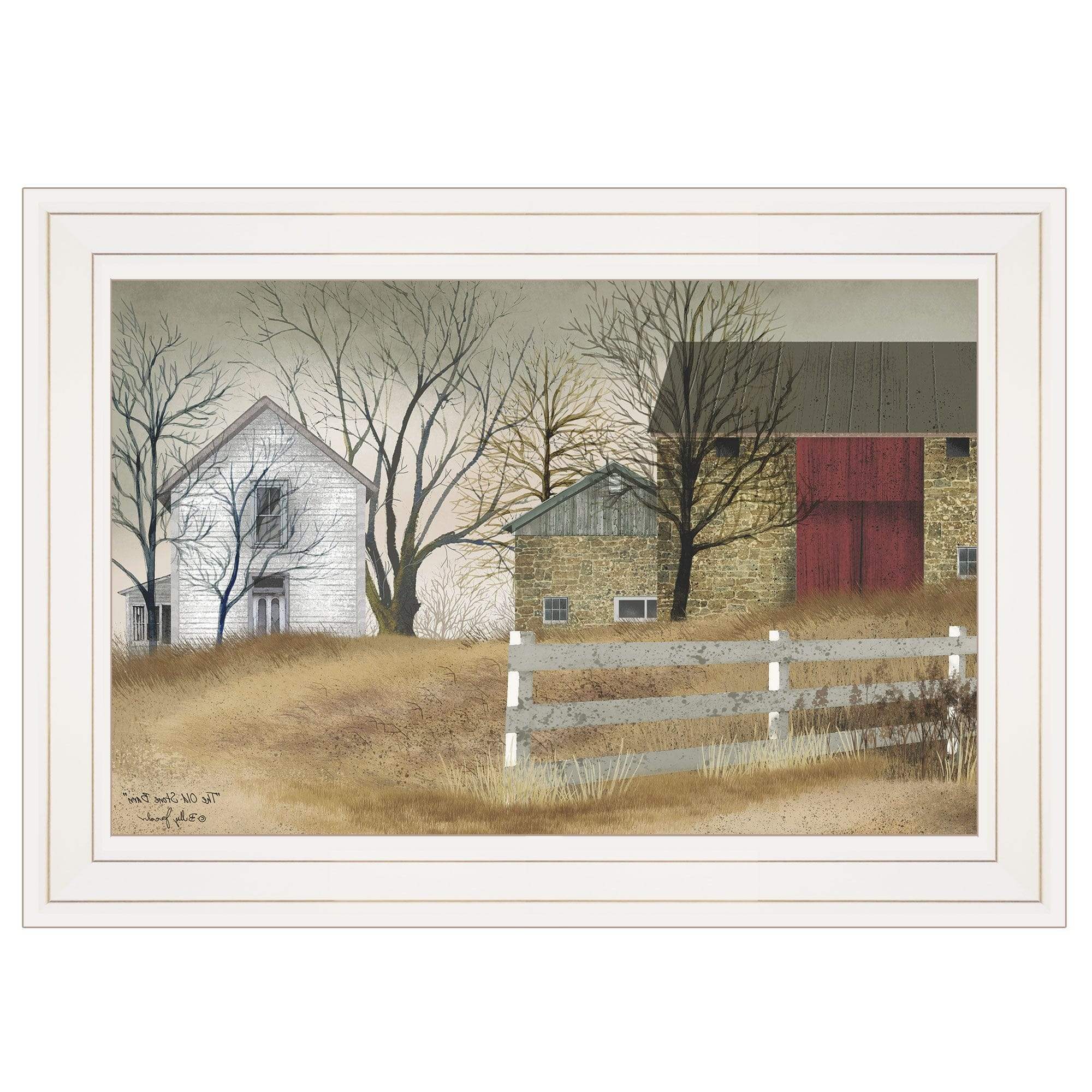 The Old Stone Barn 1 White Framed Print Wall Art - Homeroots - Flyclothing LLC