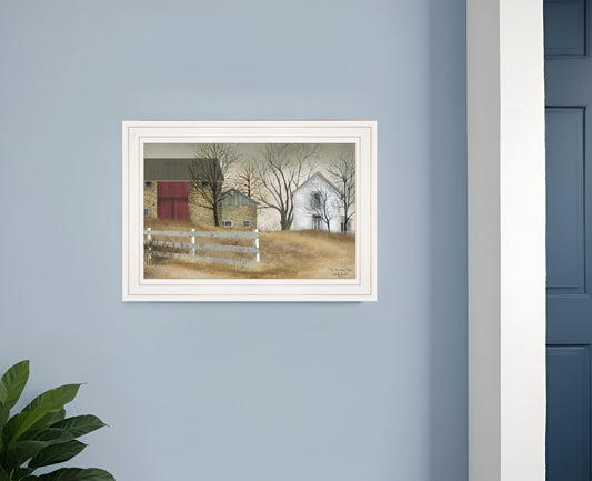The Old Stone Barn 1 White Framed Print Wall Art - Homeroots