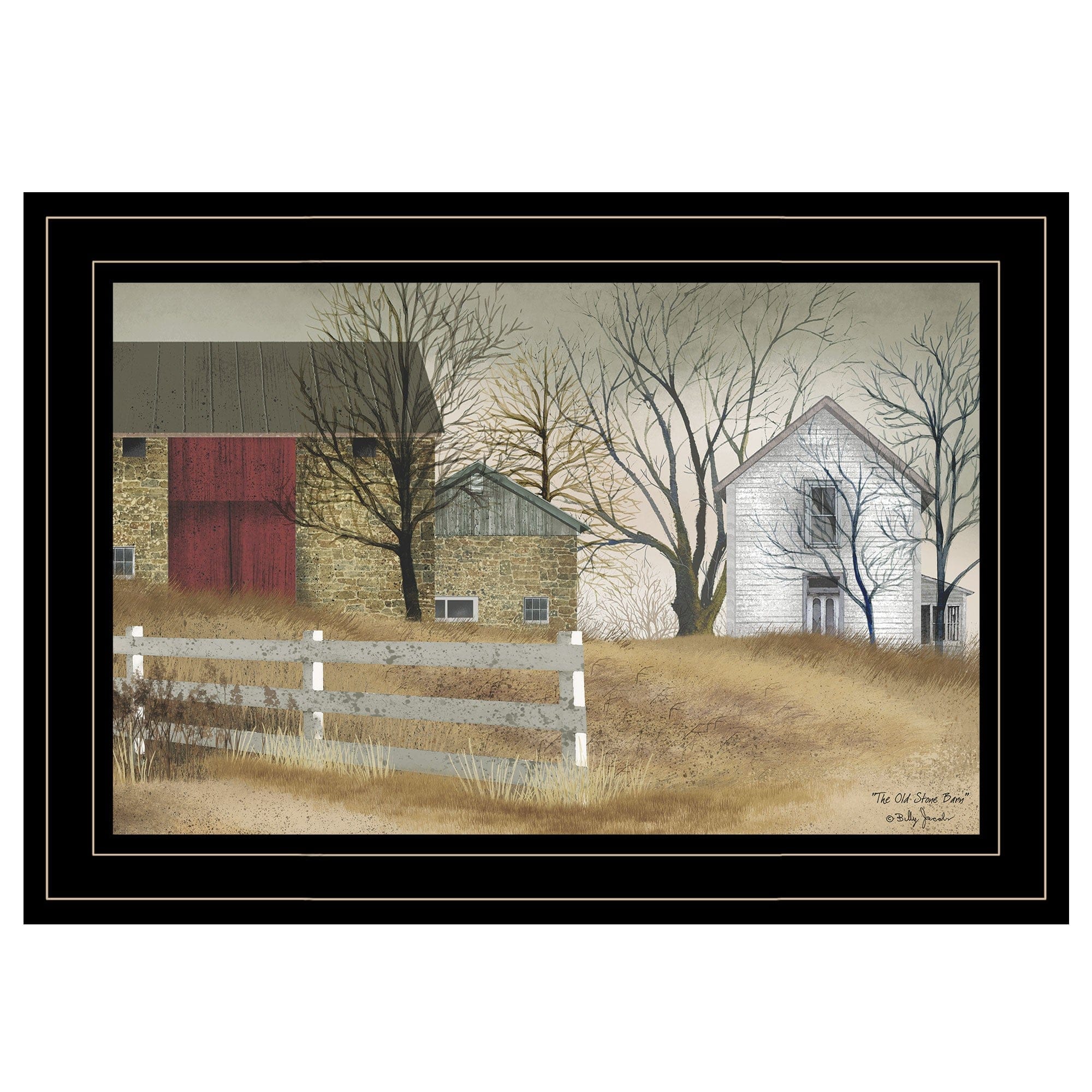 The Old Stone Barn 2 Black Framed Print Wall Art - Homeroots