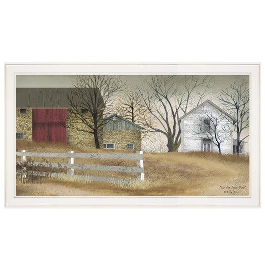 The Old Stone Barn 3 White Framed Print Wall Art - Homeroots