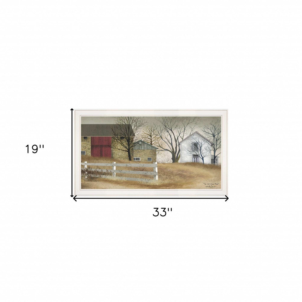 The Old Stone Barn 3 White Framed Print Wall Art - Homeroots - Flyclothing LLC