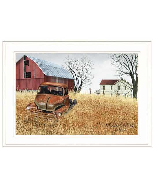 Granddads Old Truck 6 White Framed Print Wall Art - Homeroots