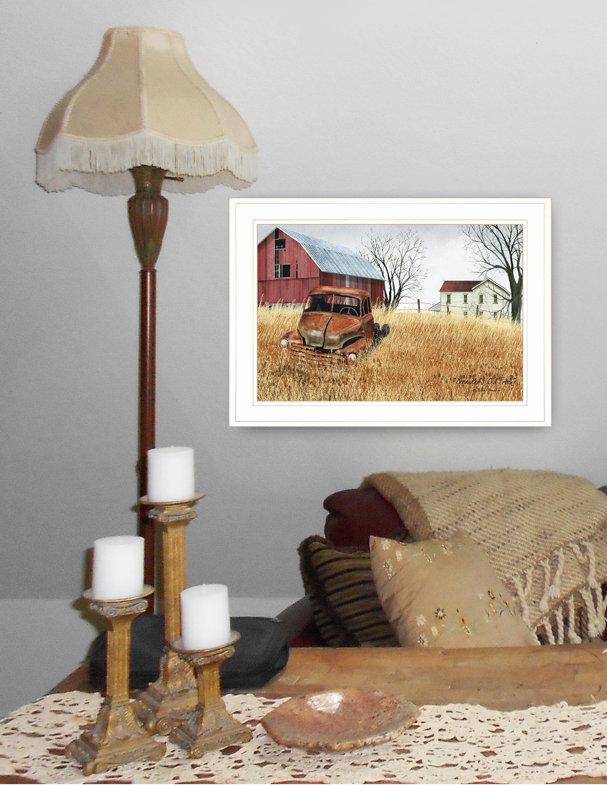 Granddads Old Truck 6 White Framed Print Wall Art - Homeroots