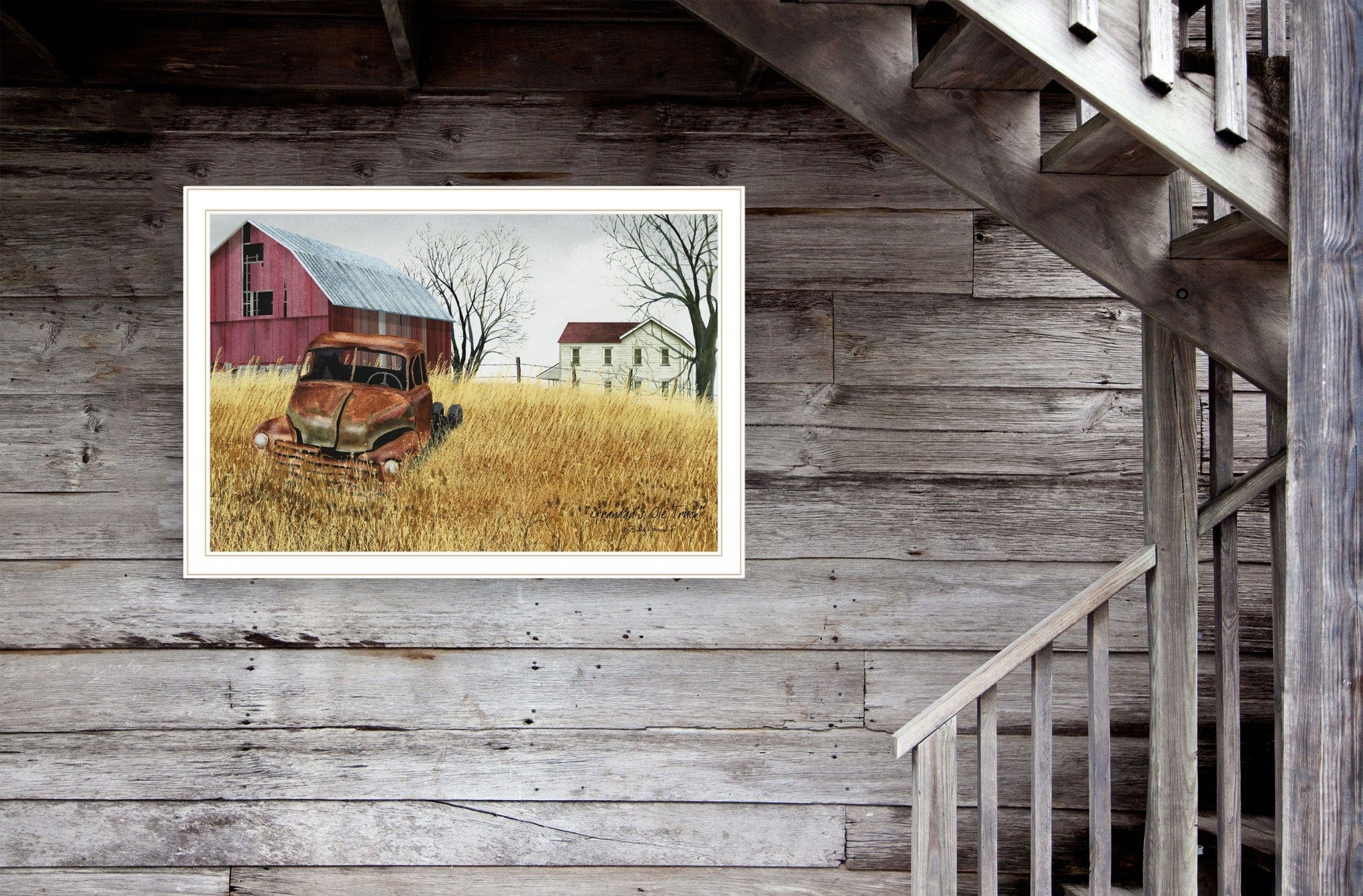 Granddads Old Truck 10 White Framed Print Wall Art - Homeroots