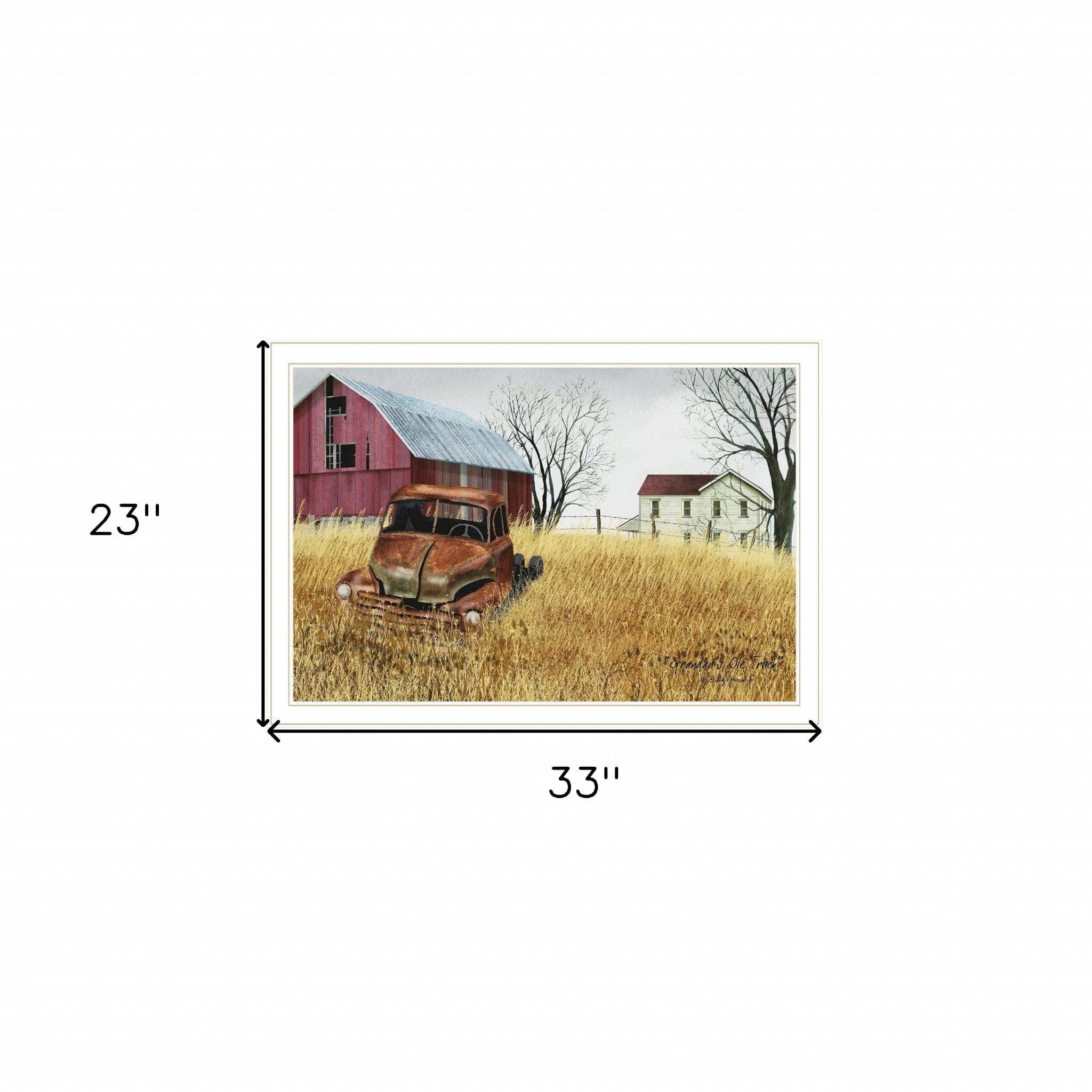 Granddads Old Truck 10 White Framed Print Wall Art - Homeroots - Flyclothing LLC