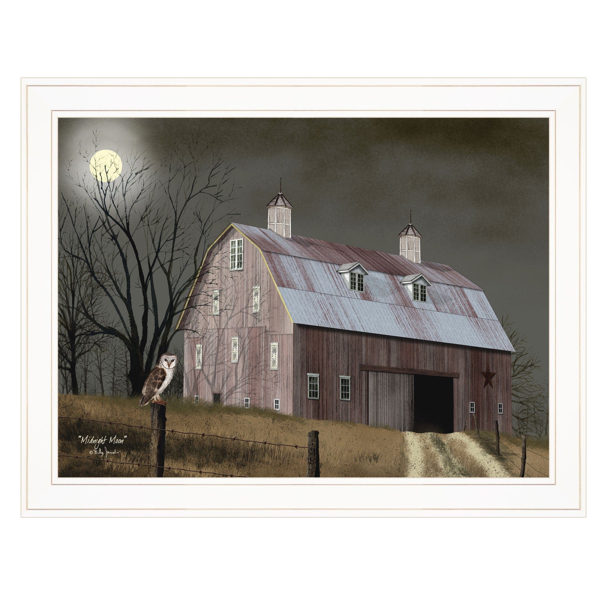 Midnight Moon 5 White Framed Print Wall Art - Homeroots