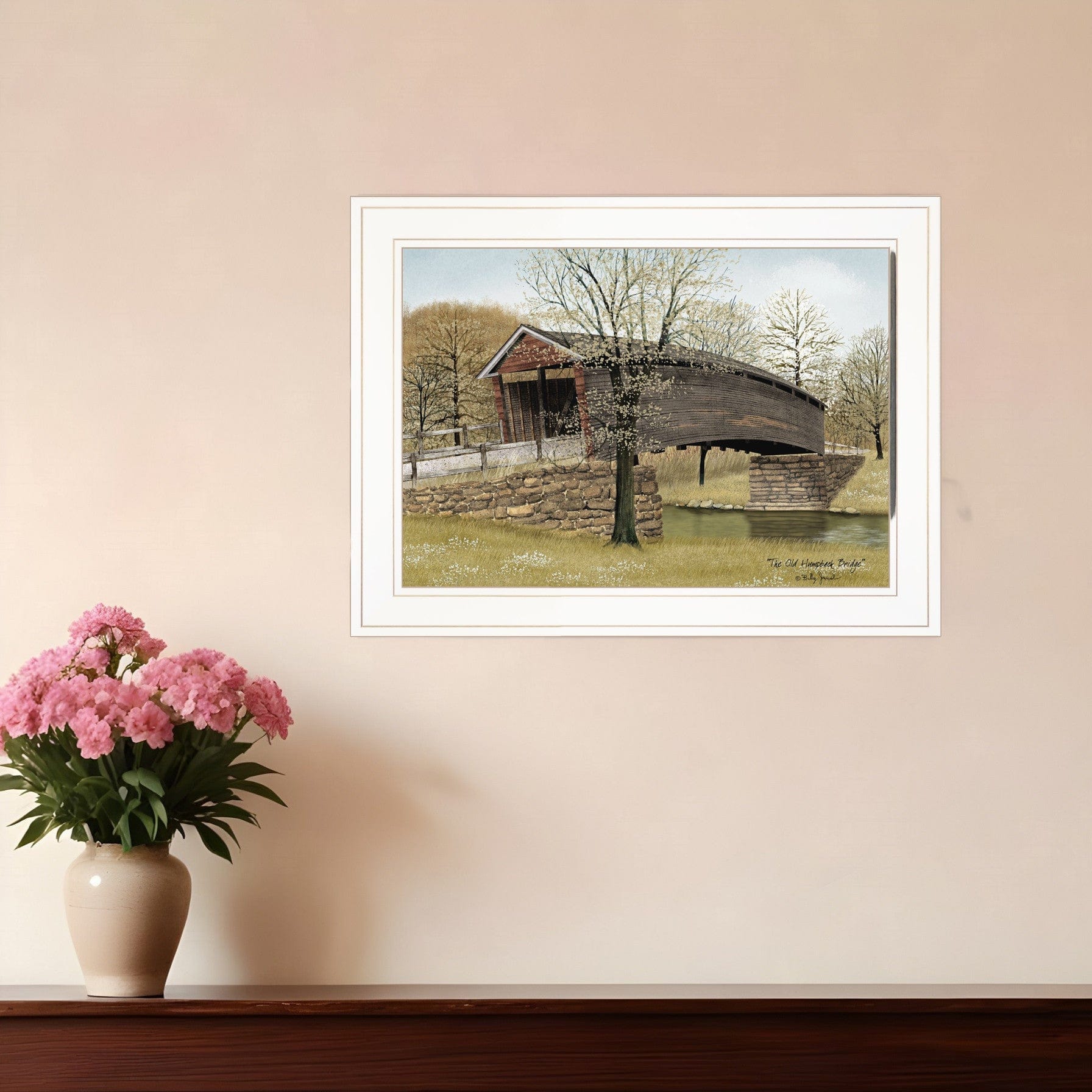 The Old Humpback Bridge 1 White Framed Print Wall Art - Homeroots